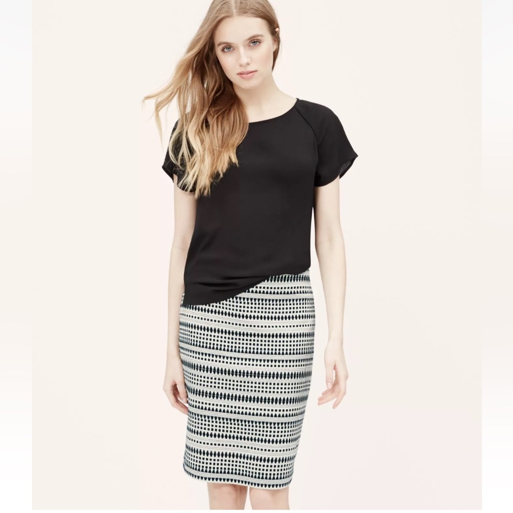 EUC Ann Taylor LOFT Jacquard Cotton Blend Pencil Skirt